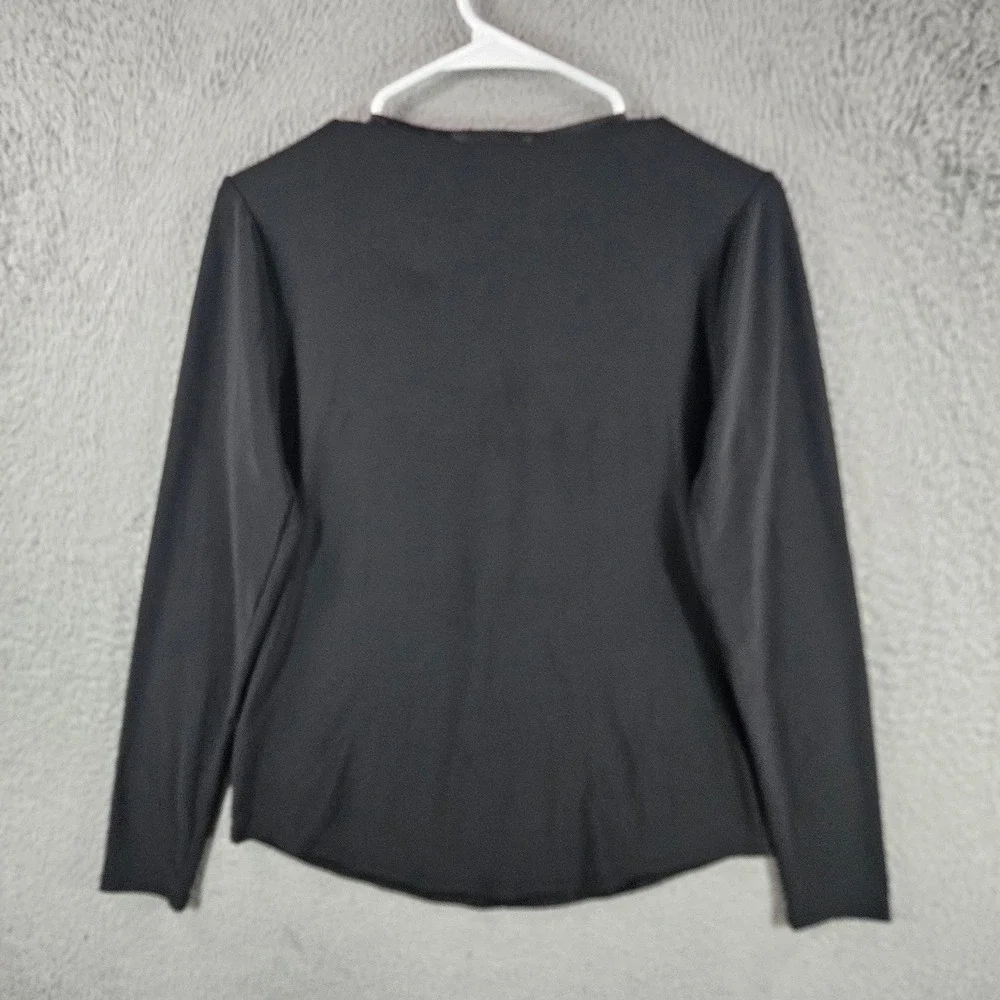 Carmen Marc Valvo Women Black Long Sleeve Military Gold Button Blouse Small - Picture 7 of 10